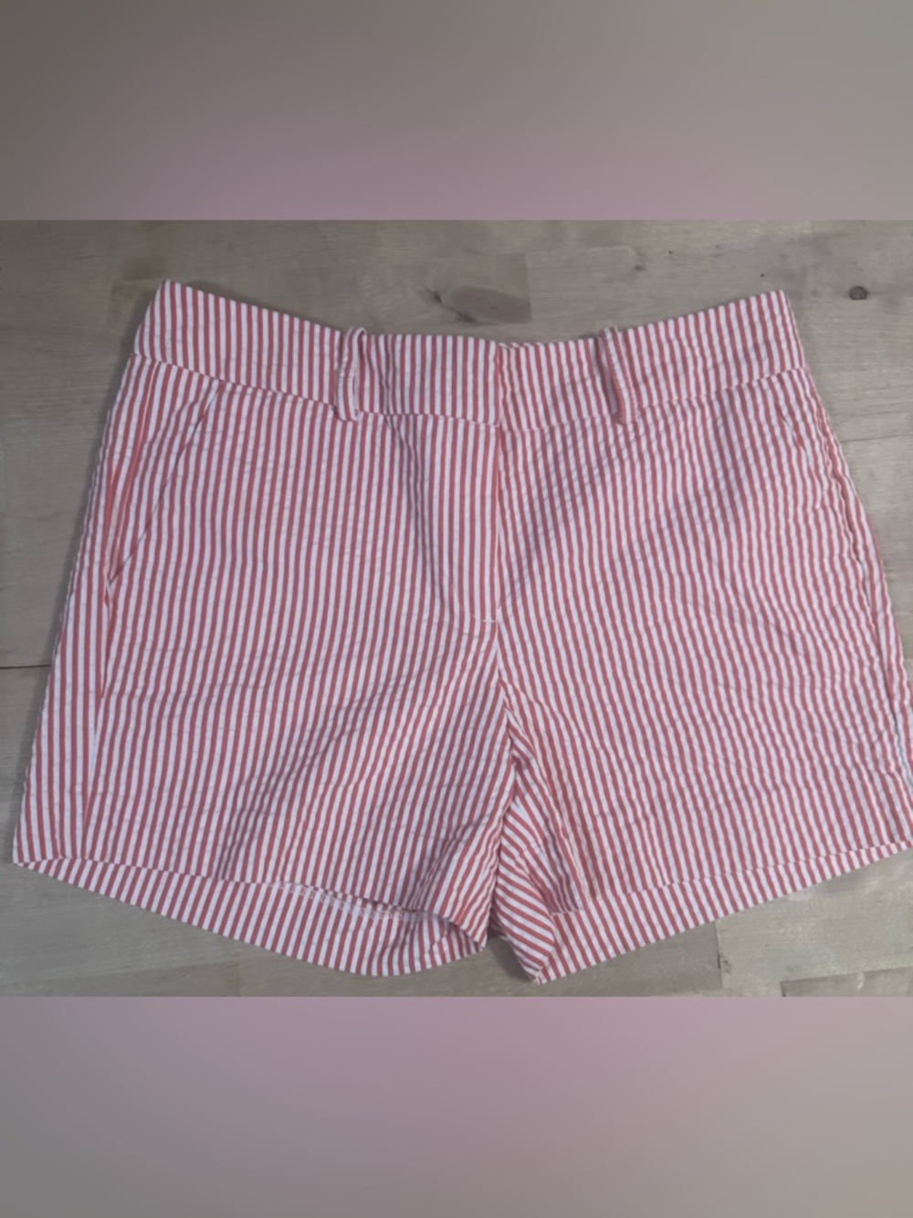 Sandro coral Pink and White Striped seersucker Shorts